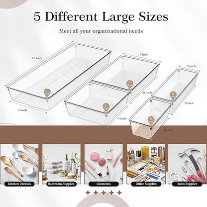 Criusia Clear Drawer Organizer 7 PCS
