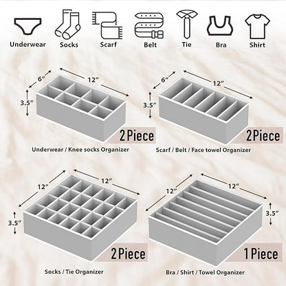 Simple Houseware Closet Underwear Organizer Drawer Divider Assorted 7 Pieces