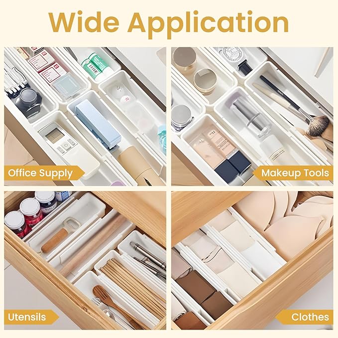 Drawer Organizers Set, Expandable Drawer Organizer Trays, Drawer Organizer Bins