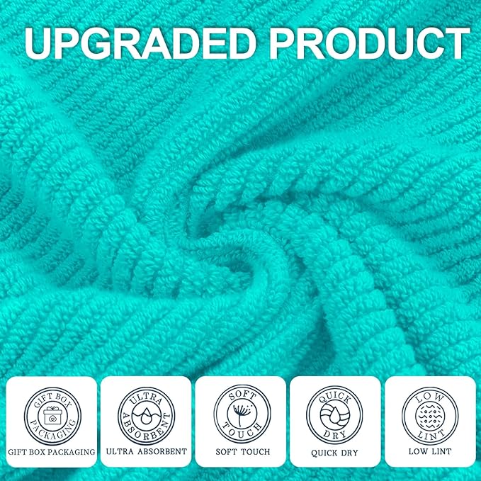 Turquoise Bath Towel with Hanging Loop