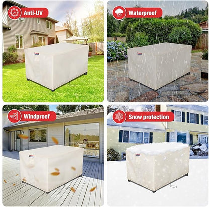 Youlvy Fire Pit Cover Rectangular 52 Inch - Waterproof Outdoor Fire Table Cover Rectangle Heavy Duty, 600D Patio Propane Gas Firepit Cover Rectangular Tear Weather Resistant - 52 x 36 x 20 Inch Beige