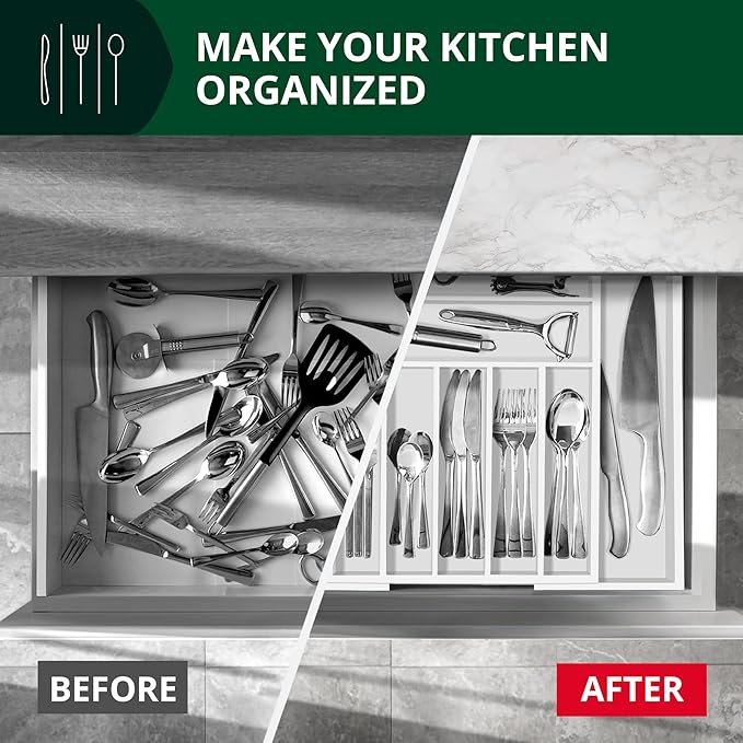 ROYAL CRAFT WOOD Luxury Bamboo Kitchen Drawer Organizer