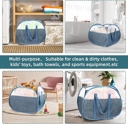 2 Pack Collapsible Laundry Baskets, 90L Large Foldable Laundry Basket, Pop Up
