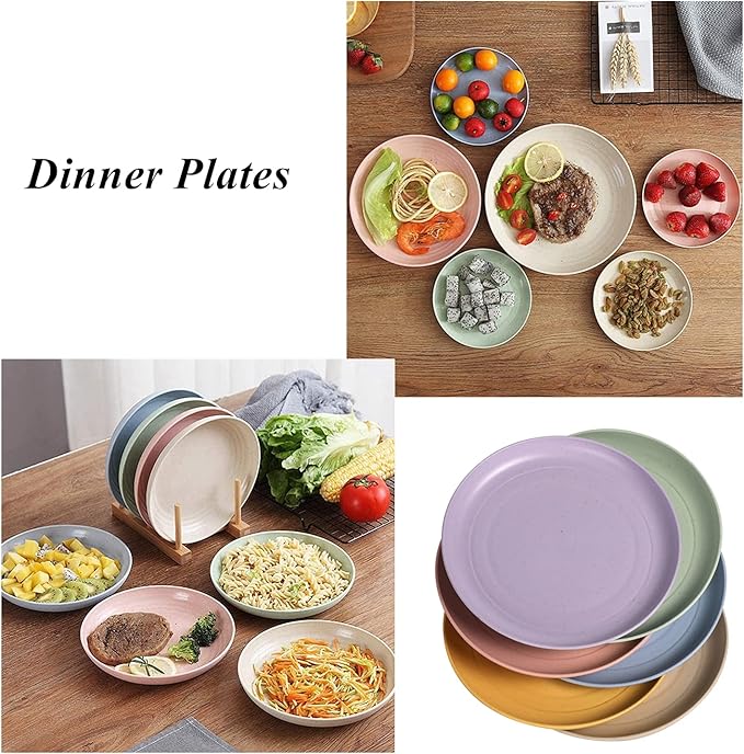 Wheat Straw Plates Lightweight Unbreakable Dinner Dishes Plates Set Dishwasher & Microwave Safe (Small 6 Pack 5.9')
