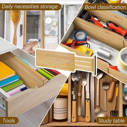 8 Pcs Deep Bamboo Drawer Dividers, Deep Kitchen Dresser Drawer Organizer