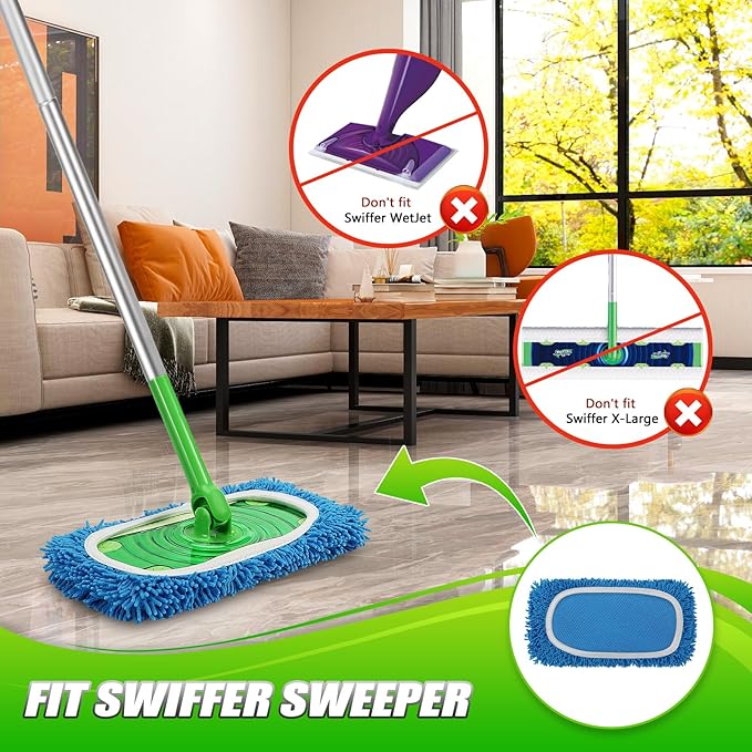 Set of 4 Reusable Microfiber Mop Pads Compatible