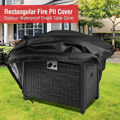 Youlvy Fire Pit Cover Rectangular 44 Inch - Waterproof Outdoor Fire Table Cover Rectangle Heavy Duty, 600D Patio Propane Gas Firepit Cover Rectangular Tear Weather Resistant - 44 x 28 x 25 Inch