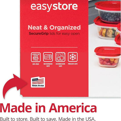 Rubbermaid EasyStore Rectangle, and Round Containers, 34-Piece Set, Food