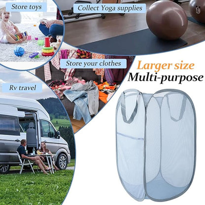Upgraded 100L Extra Large Collapsible Laundry Baskets, 2 Pack XL Mesh Pop Up