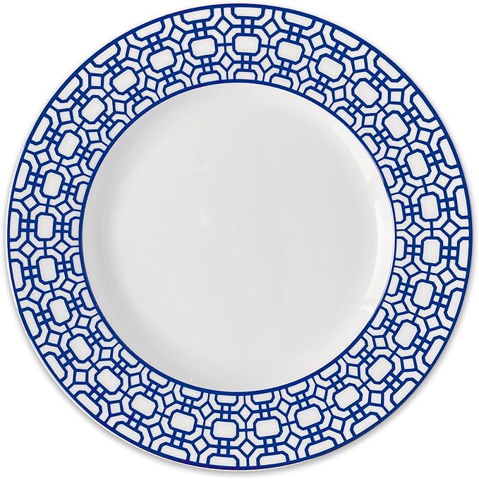 Caskata Newport Garden Gate Dinner Plates Set of 4 | High-Design Lead-Free Porcelain Dinnerware Plate Set | Blue Dinnerware Set | Entertaining Everyday Thanksgiving Wedding or Birthday Gifts | 10.75"