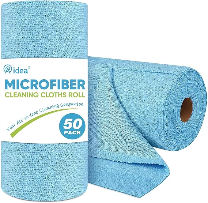 AIDEA Microfiber Cleaning Cloth Roll, Washable Shop Rags, Microfiber Towels