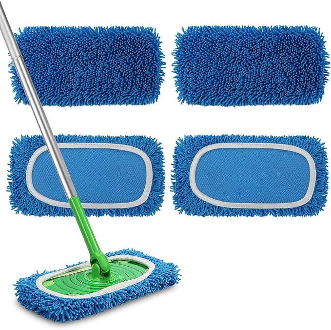 Set of 4 Reusable Microfiber Mop Pads Compatible