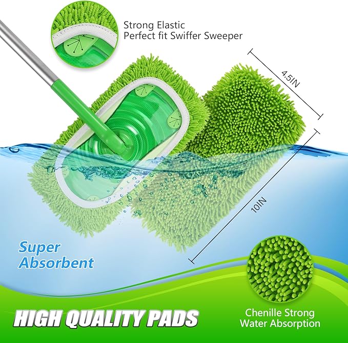 Set of 4 Reusable Microfiber Mop Pads Compatible