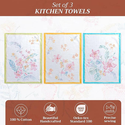 Maison d' Hermine Kitchen Towels Set of 3 100% Cotton 27.50" x 20" Reusable