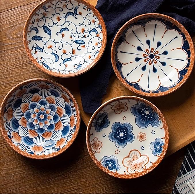 Appetizer Bowls Ceramic Snack Plates Appetizer Plates, Dessert Nuts Soy Sauce Dish Japanese Style Small Dishes for Dipping Dishe Stackable Snack Bowls. Salad Bowls (Color : 1)