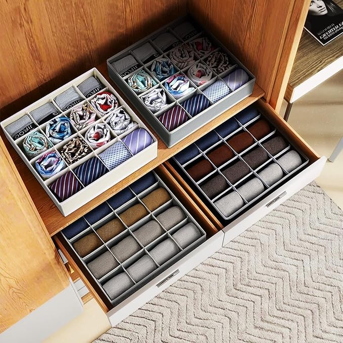 Joyoldelf Sock Drawer Organizer Divider Underwear Organizer 16-cell Fabric