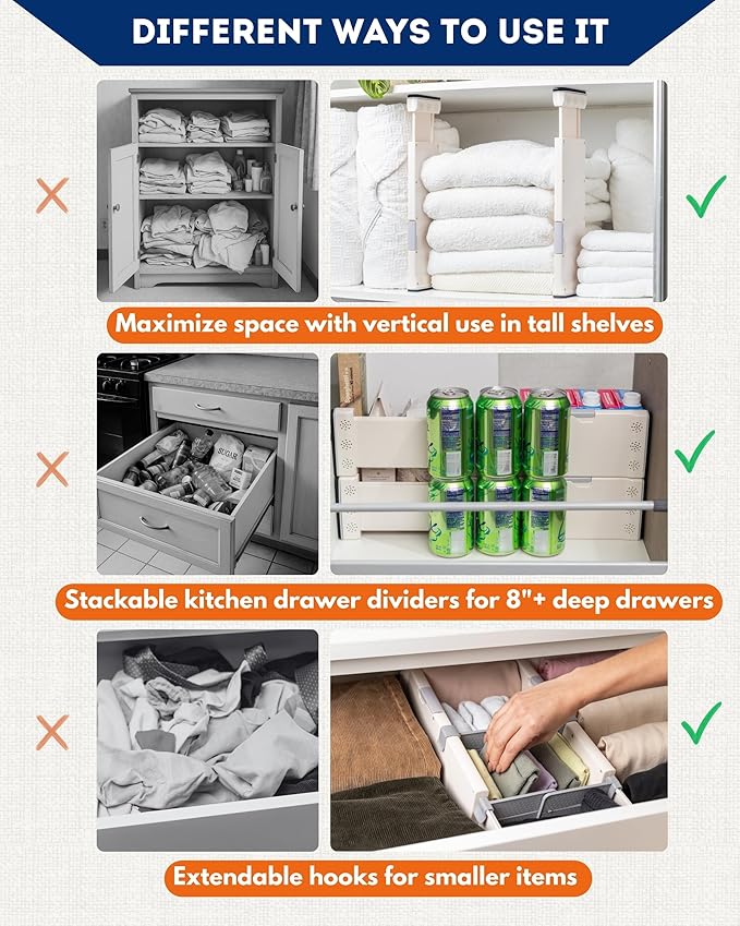 4 Pack Adjustable Drawer Dividers