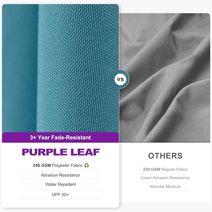 PURPLE LEAF 8.8' X 8.8' Right-left Tilt Patio Umbrella with Base Outdoor Cantilever Swivel Square Umbrella with Tilt Aluminum Offset Umbrella with 360-degree Rotation for Garden Deck Pool Patio Turquoise Blue
