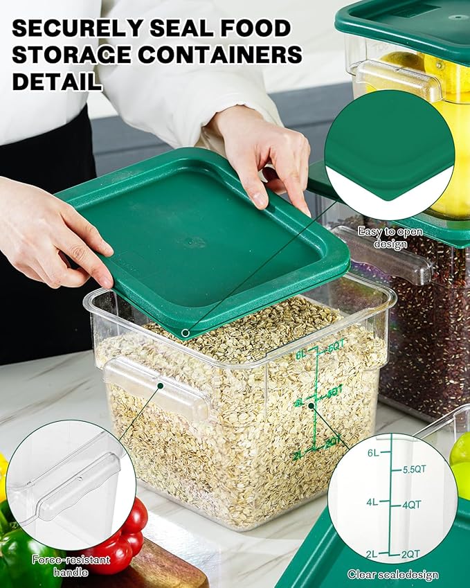 8QT Clear Food Storage Containers: 2 PCS NSF Food Storage Containers