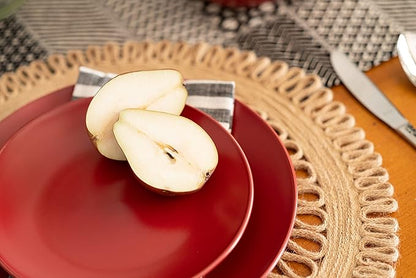 10 Strawberry Street Wazee Matte 8.25" Coupe Salad Plate, Set of 6, Red