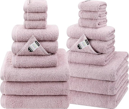 SEMAXE 18-Pack Bath Towel Set Include 6 Bath Towels, 6 Hand Towels, 6 Wash