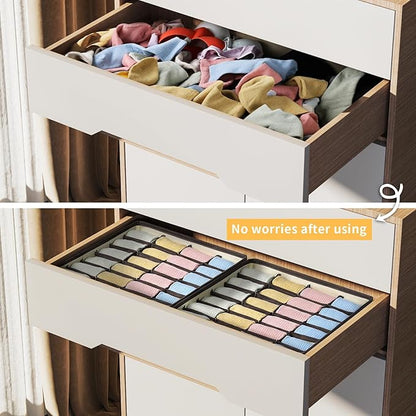 Joyoldelf Sock Drawer Organizer Divider Underwear Organizer 24-cell Fabric