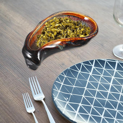 Oyster Serving Dish Ceramic Plate Vintage Glaze Food Plate Small Appetizer Tray for Seafood and Sushi Single Piece