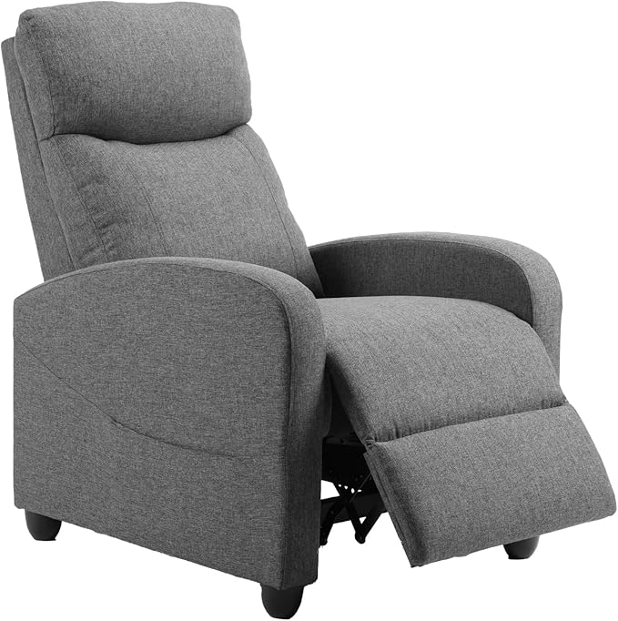 Sweetcrispy Recliner Chair Fabric Recliner Sofa No Massage, Home Theater Seating with Lumbar Support, Adjustable Push Back Overstuffed High-Density Sponge Reclining for Living Room, Slate Gray