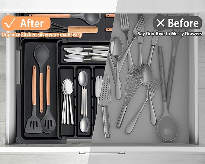 Silverware Organizer Expandable Kitchen Utensil Drawer Organizer Large BPA Free