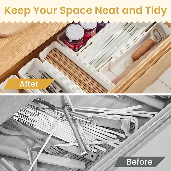 Drawer Organizers Set, Expandable Drawer Organizer Trays, Drawer Organizer Bins