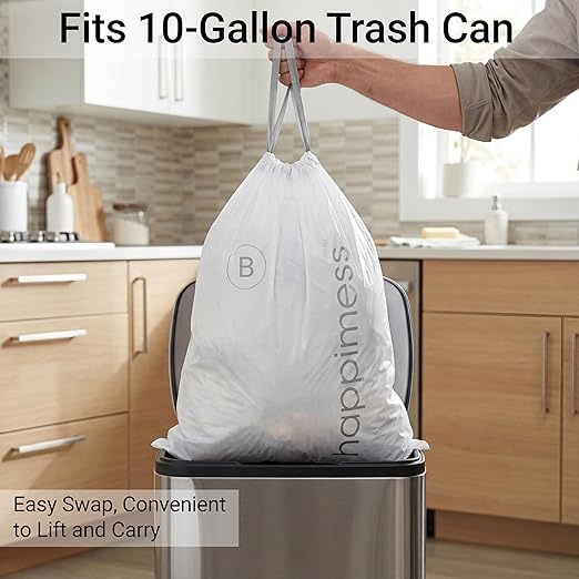 happimess 5.3 Gallon Drawstring Trash Bags, Heavy Duty LDPE Liners