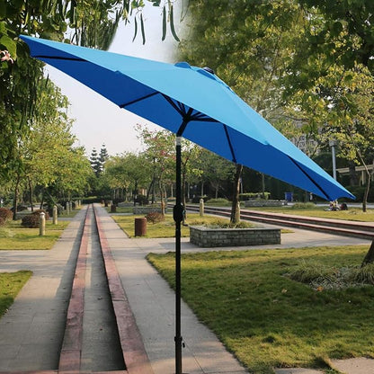 Sunnyglade 9' Patio Umbrella Outdoor Table Umbrella with 8 Sturdy Ribs (Blue)