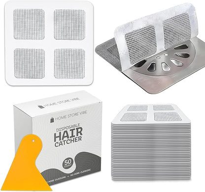 50 Pack Disposable Shower Drain Hair Catcher
