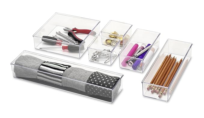Whitmor Clear-Set Includes 6 Individual Pieces Modular Drawer Organizers