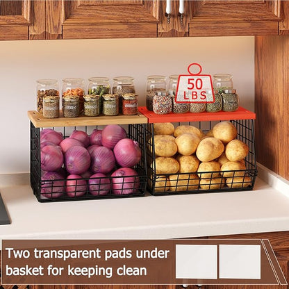 2 Set Stackable Wire Basket
