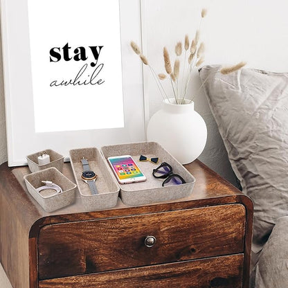 Welaxy Desk Drawer Organizer Tray, 8-Piece Beige Office Storage, Nordic