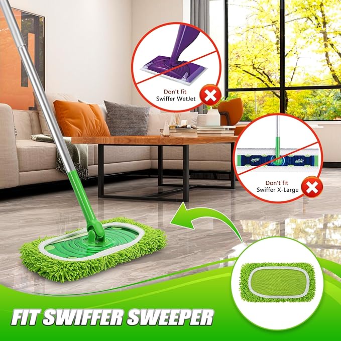 Set of 4 Reusable Microfiber Mop Pads Compatible