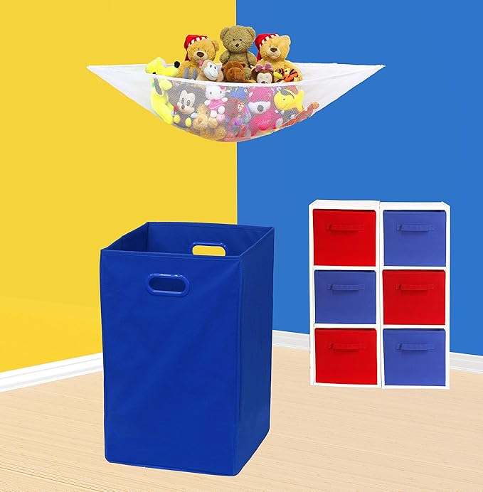 Simple Houseware Foldable Closet Laundry Hamper Basket, Dark Blue