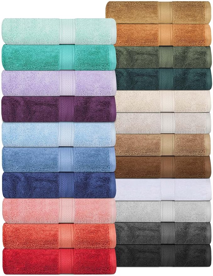 SUPERIOR Solid Egyptian Cotton Towel Set, Hand Towel 20” x 30”, Bath Towel 30”