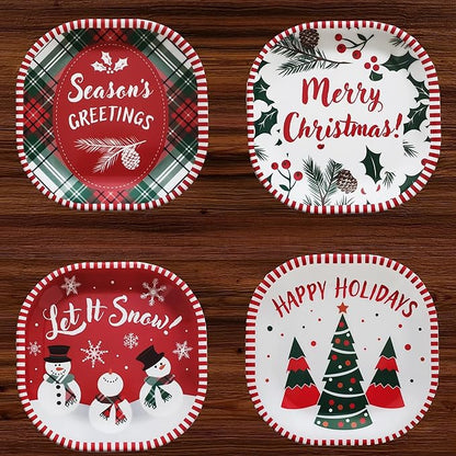Kane Christmas 8-inch Melamine Appetizer Plates, Set of 4, for Dinner and Decorating, Salad or Dessert Dinnerware