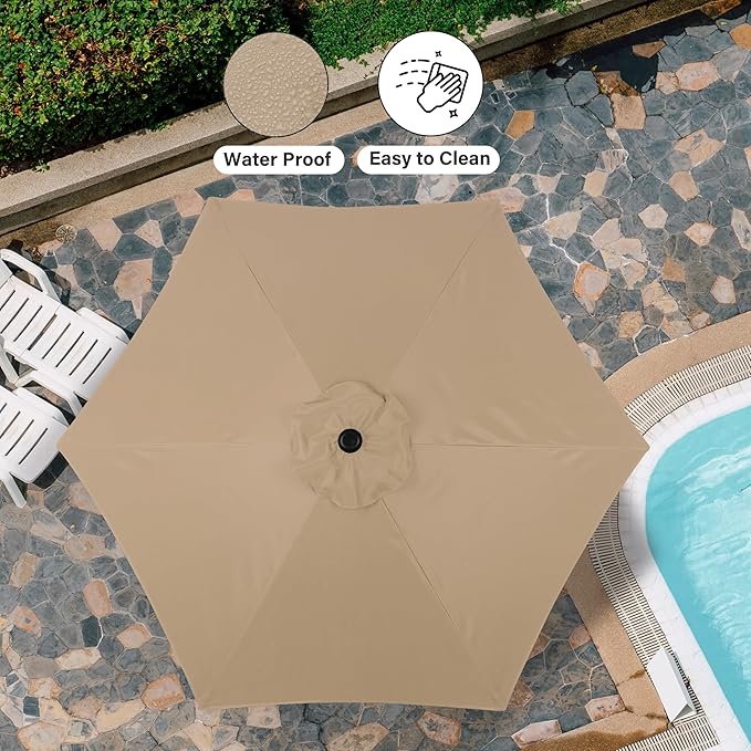 Simple Deluxe 9' Patio Umbrella Outdoor Table Market Yard Umbrella with Push Button Tilt/Crank