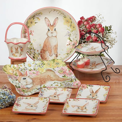 Certified International Easter Garden 6" Canape/Luncheon Plates, Set of 4 Assorted Designs, Multicolored (Pack of 3)