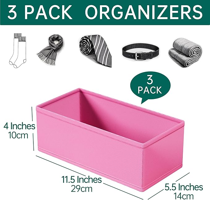3 PACK Drawer Organizer Clothes，drawer Divider， Dresser Drawer Storage
