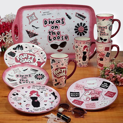 Certified International Lolita Divas On The Loose 6" Canape/Luncheon Plates, Set of 4