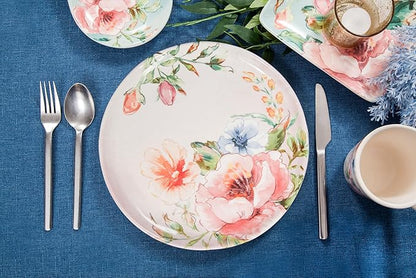 Bico Margret's Garden Dinner Plates Set of 4, 11 Inch Large Ceramic Plates for Pasta, Steak, Stylish Serving Dishes, Microwave and Dishwasher Safe, Gift for Housewarming and Thanksgiving