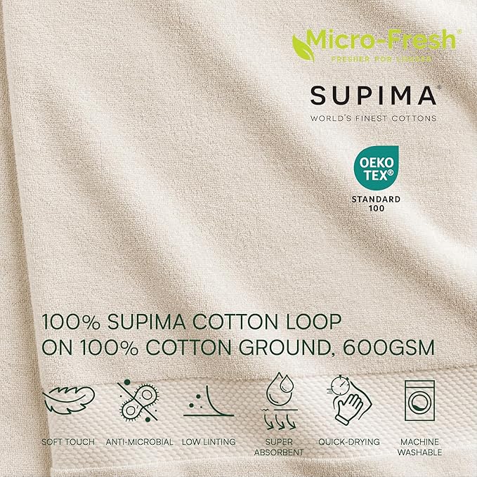 Lacoste Heritage 100% Supima Cotton Bath Towel, Premium Super Soft Bath Towel