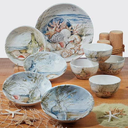 Certified International Coastal Landscape 6" Canape/Luncheon/Appetiser Plates, Assorted Designs, Multicolor, Medium, Set of 4