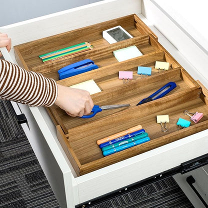 Utoplike Acacia Kitchen Drawer Organizer Expandable, Large Utensils and Cutlery