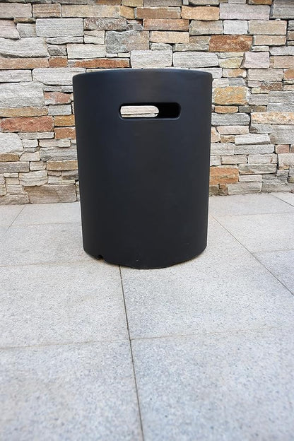 AMS Fireplace | Elementi 20lb Propane Tank Cover (Cylinder Smooth - Black) | GFRC, Black Color, Round Shape, Size - 15.7 x 15.7 x 20 inches | Suited for Propane Tank Fire Pit