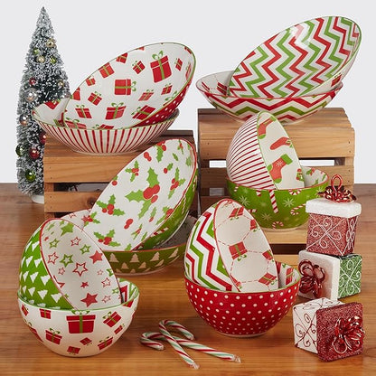 Certified International Holiday Fun 6" Luncheon/Canape Plates, Assorted Designs, Multicolor, Small (Pack of 24)
